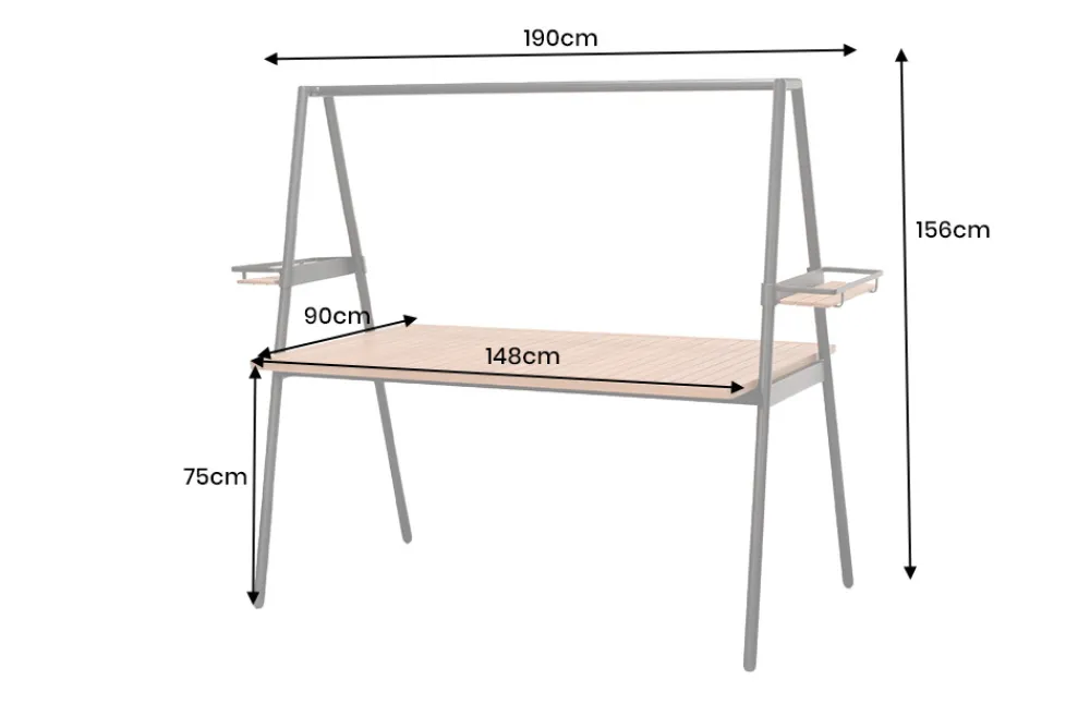 Riess-Ambiente Mehr...|Massivholz Gartenmöbel > Outdoor Gartentisch RIO 190cm anthrazit Aluminium Massivholz mit Dekostange wetterfest