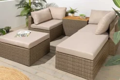 Riess-Ambiente Sitzgruppen > Outdoor Garten XXL Lounge-Set MONACO MODULAR 230cm natur beige Sitzecke inkl. Kissen und Tisch