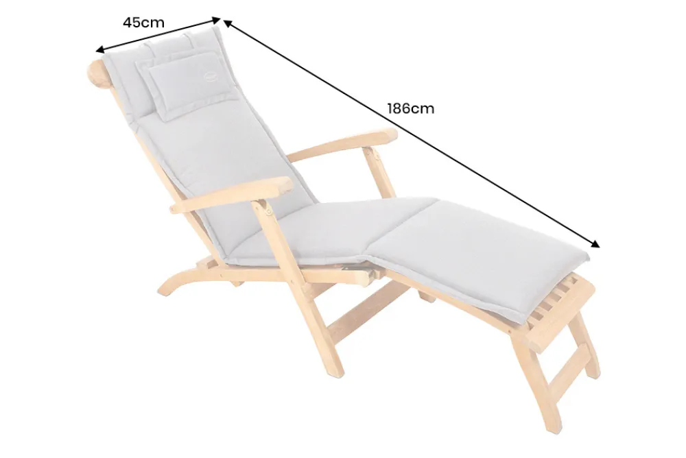 Riess-Ambiente Outdoor Kissen > Outdoor Kissen ROG 45x186cm beige Sitzkissen Polster-Auflage für Deckchair