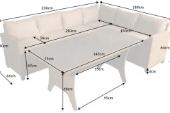 Riess-Ambiente Sitzgruppen > Outdoor Sitzgruppe MONACO 240cm natur Polyrattan Gartenmöbel-Set Ecklounge wetterfest