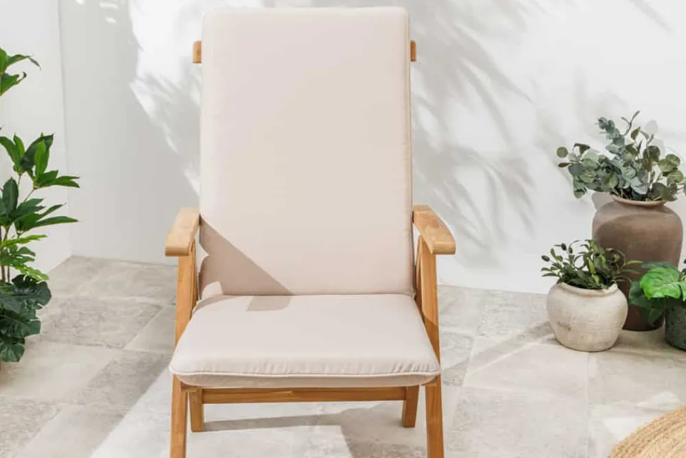 Riess-Ambiente Skandinavisch|Outdoor Kissen > Outdoor Sitzkissen COMFORT LINE 50x122cm beige für Hochlehner-Stuhl Polsterauflage