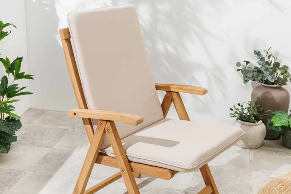 Riess-Ambiente Skandinavisch|Outdoor Kissen > Outdoor Sitzkissen COMFORT LINE 50x122cm beige für Hochlehner-Stuhl Polsterauflage