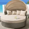 Riess-Ambiente Sonneninseln > Outdoor Sonneninsel PLAYA LIVING 165cm natur Polyrattan Aluminium inklusive Kissen wetterfest