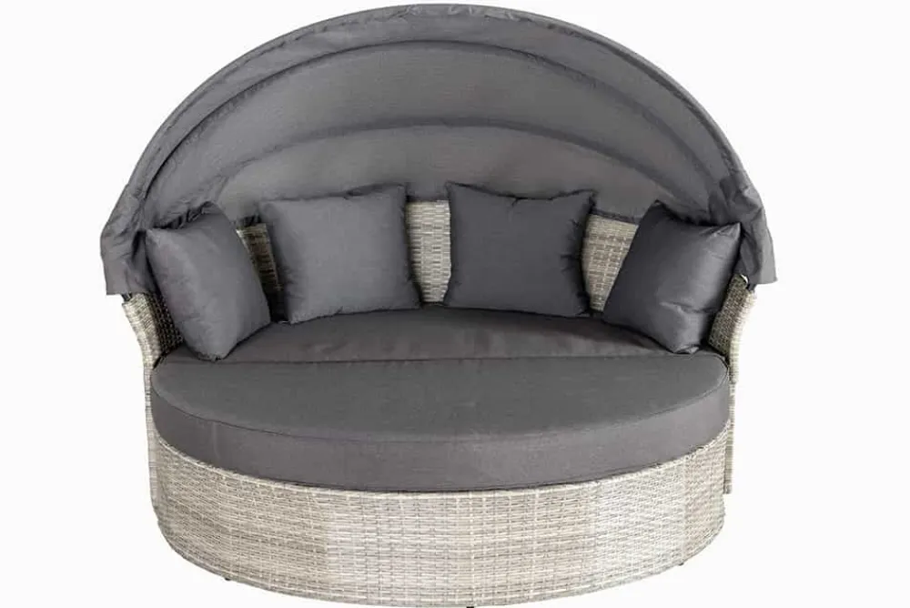 Riess-Ambiente Sonneninseln > Outdoor Sonneninsel PLAYA LIVING 165cm hellgrau Polyrattan Aluminium inklusive Kissen wetterfest