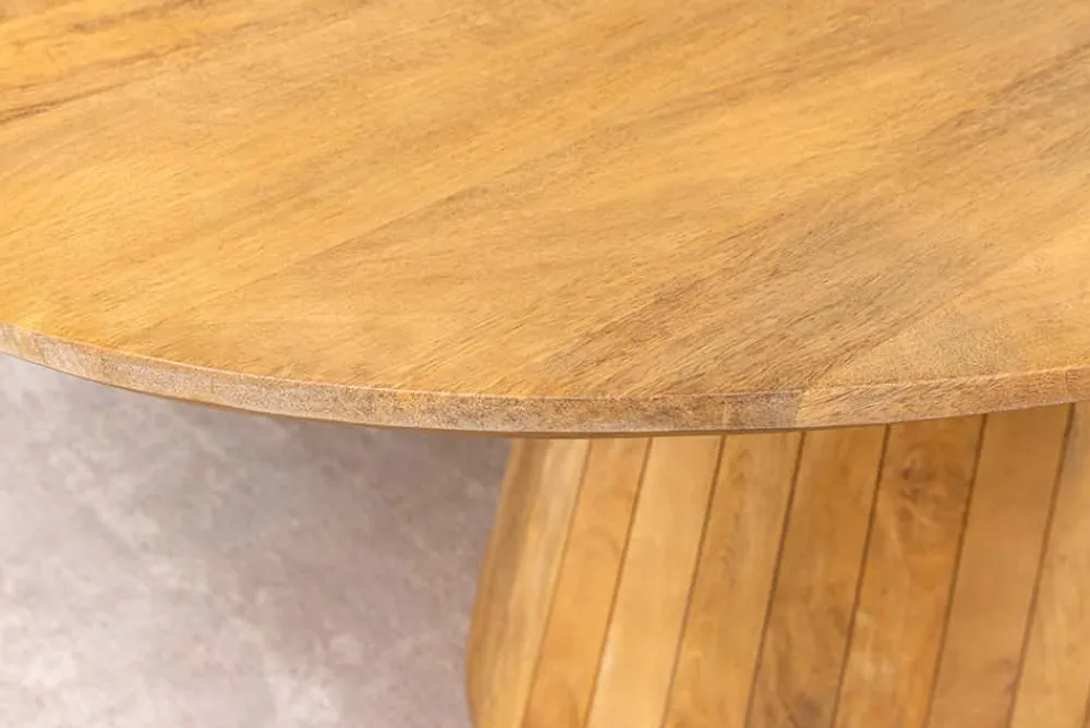 Riess-Ambiente Mehr...|Massivholzesstische > Ovaler Esstisch ART DECO 220cm beige massives Mangoholz cream finish mit Säulenfuß