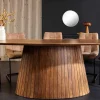 Riess-Ambiente Mehr...|Massivholzesstische > Ovaler Esstisch ART DECO 220cm braun smoked massives Mangoholz mit Säulenfuß