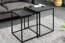 Riess-Ambiente Beistelltische|Industrial Loft > Quadratisches 2er Set Beistelltische MOUNTAIN SOUL 60cm schwarz Naturstein Metall