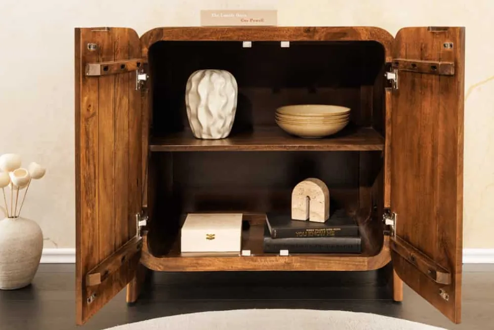 Riess-Ambiente Mehr...|Tv- & Lowboards > Quadratisches Lowboard BRASIL 75cm braun Mango Massivholz zwei Fächer Schrank
