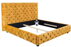 Riess-Ambiente Polsterbetten|Samt Möbel > Queensize Doppelbett PARIS 160x200cm senfgelb Samt Chesterfield Design