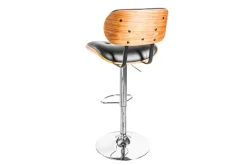 Riess-Ambiente Retro Möbel|Barhocker > Retro Barhocker CLASSICO schwarz 115cm höhenverstellbar mit Lehne Walnussholz-Design
