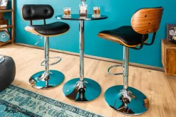 Riess-Ambiente Retro Möbel|Barhocker > Retro Barhocker CLASSICO schwarz 115cm höhenverstellbar mit Lehne Walnussholz-Design