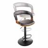 Riess-Ambiente Retro Möbel|Barhocker > Retro Barhocker MANHATTAN schwarz Kunstleder Walnussholz drehbar höhenverstellbar