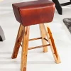 Riess-Ambiente Retro Möbel|Barhocker > Retro Barhocker TURNBOCK 75cm mit Echtleder Bezug Mangoholz Barstuhl