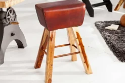 Riess-Ambiente Retro Möbel|Barhocker > Retro Barhocker TURNBOCK 75cm mit Echtleder Bezug Mangoholz Barstuhl