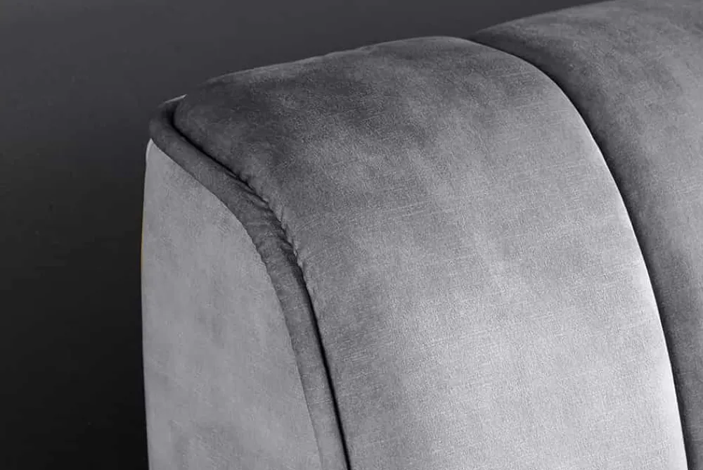 Riess-Ambiente Skandinavisch|Polsterbetten > Retro Bett AMSTERDAM 180x200cm grau Samt schwarz Metall Polsterbett