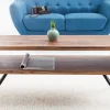 Riess-Ambiente Mehr...|Couchtische > Retro Couchtisch ALPHA 100cm braun Sheesham Massivholz stone finish schwarze Metallbeine