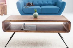 Riess-Ambiente Mehr...|Couchtische > Retro Couchtisch ALPHA 100cm braun Sheesham Massivholz stone finish schwarze Metallbeine