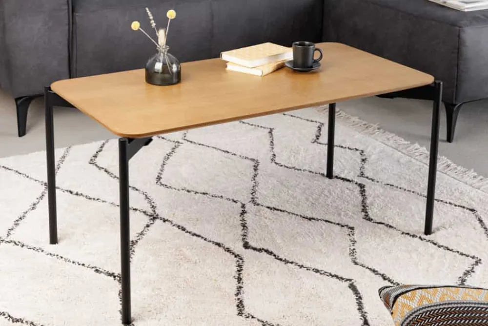 Riess-Ambiente Industrial Loft|Couchtische & Truhen > Retro Couchtisch DESIGNO 90cm Eiche Holz-Design schwarz Metallgestell