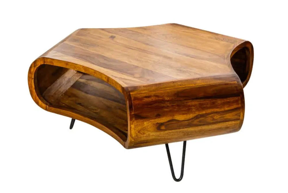 Riess-Ambiente Couchtische & Truhen|Mehr... > Retro Couchtisch ORGANIC LIVING 90cm braun Sheesham Massivholz stone finish Stauraum