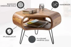 Riess-Ambiente Couchtische & Truhen|Mehr... > Retro Couchtisch ORGANIC LIVING 70cm braun Sheesham Massivholz stone finish Stauraum