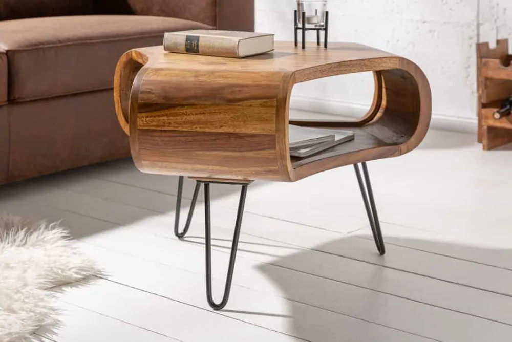 Riess-Ambiente Couchtische & Truhen|Mehr... > Retro Couchtisch ORGANIC LIVING 70cm braun Sheesham Massivholz stone finish Stauraum