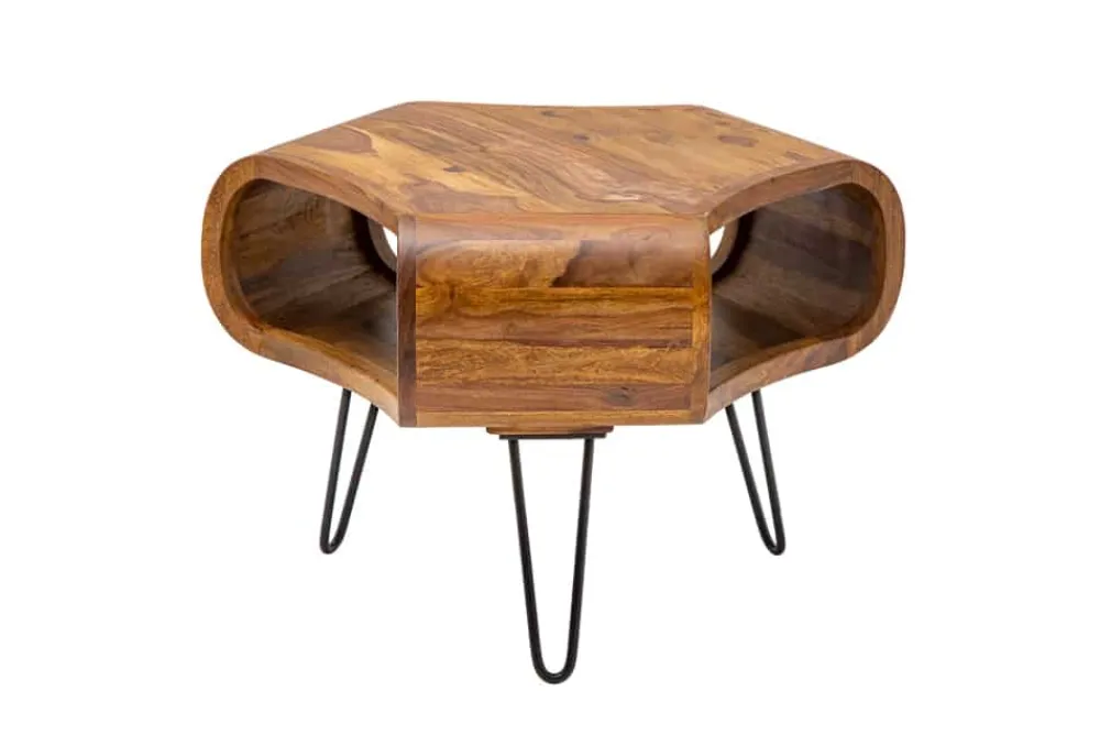 Riess-Ambiente Couchtische & Truhen|Mehr... > Retro Couchtisch ORGANIC LIVING 70cm braun Sheesham Massivholz stone finish Stauraum