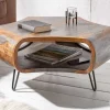 Riess-Ambiente Couchtische & Truhen|Mehr... > Retro Couchtisch ORGANIC LIVING 80cm grau smoke finish Sheesham Palisander Massivholz Hairpin Legs