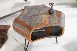 Riess-Ambiente Couchtische & Truhen|Mehr... > Retro Couchtisch ORGANIC LIVING 70cm grau Sheesham Massivholz mit Stauraum Hairpin Legs