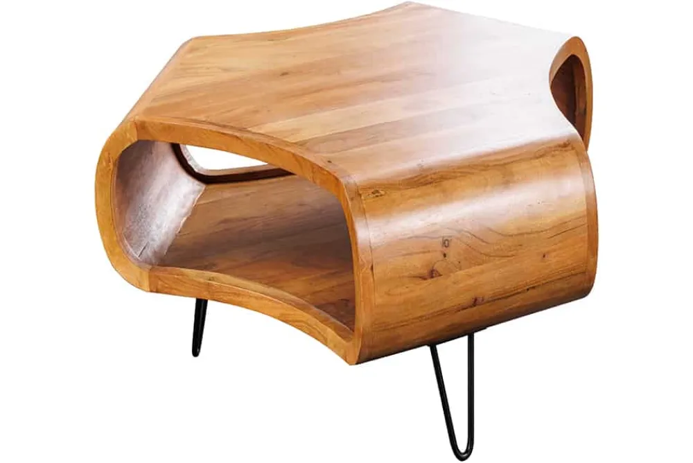 Riess-Ambiente Mehr...|Couchtische > Retro Couchtisch ORGANIC LIVING 70cm braun Akazie Massivholz honey finish Stauraum