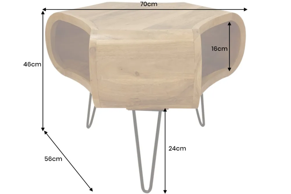 Riess-Ambiente Mehr...|Couchtische > Retro Couchtisch ORGANIC LIVING 70cm braun Akazie Massivholz honey finish Stauraum