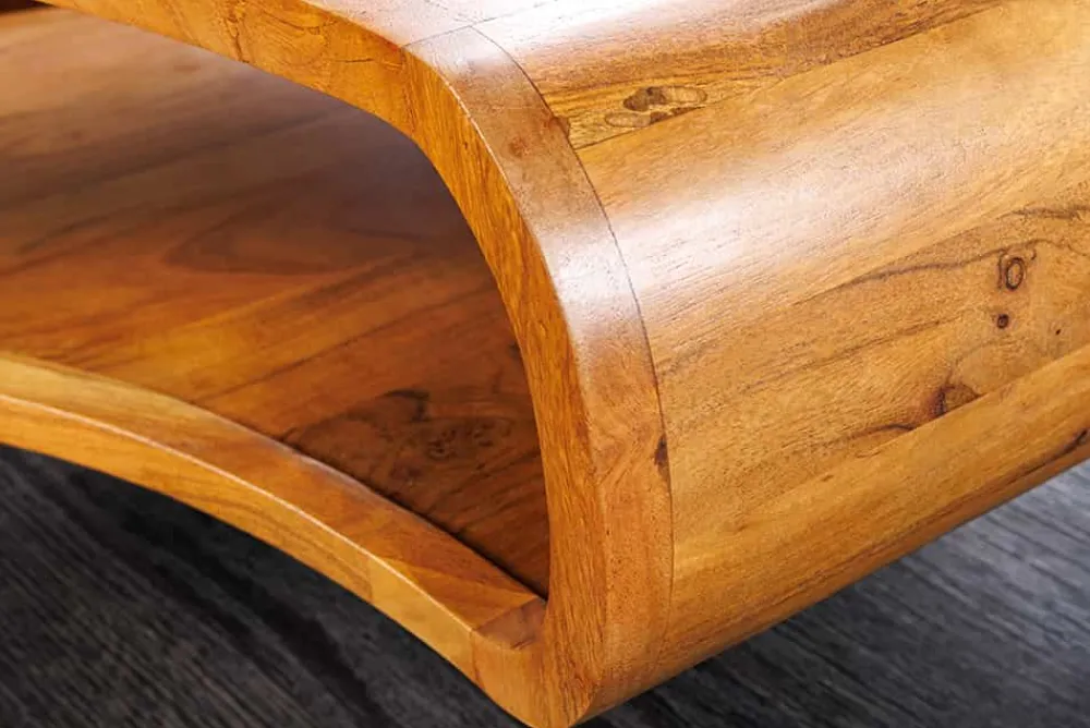Riess-Ambiente Mehr...|Couchtische > Retro Couchtisch ORGANIC LIVING 70cm braun Akazie Massivholz honey finish Stauraum