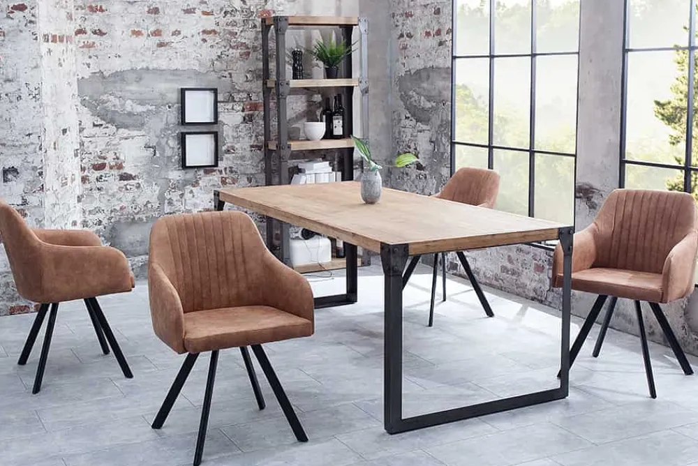 Riess-Ambiente Retro Möbel|Industrial Loft > Retro Design Stuhl LUCCA vintage braun Microfaser mit Armlehne Steppung gepolstert