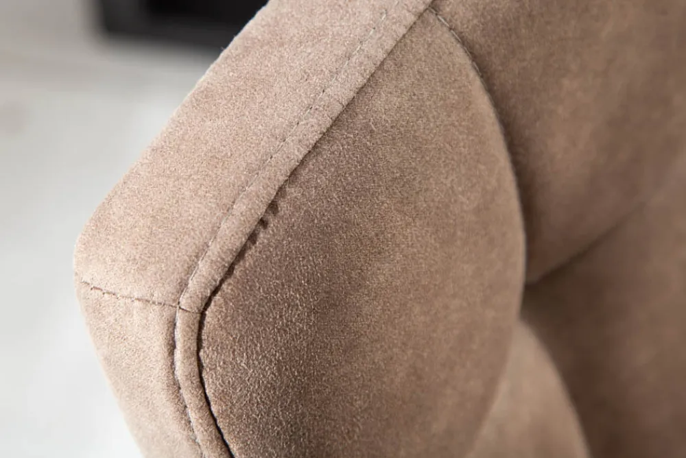 Riess-Ambiente Retro Möbel|Industrial Loft > Retro Design Stuhl MODENA antik taupe Microfaser mit Ziersteppung