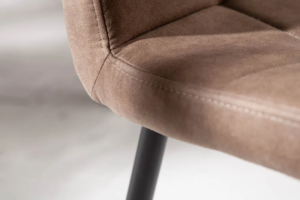 Riess-Ambiente Retro Möbel|Industrial Loft > Retro Design Stuhl MODENA antik taupe Microfaser mit Ziersteppung
