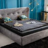 Riess-Ambiente Skandinavisch|Polsterbetten > Retro Doppelbett FLORENZ 180x200cm grau Samt Kingsize Polsterbett