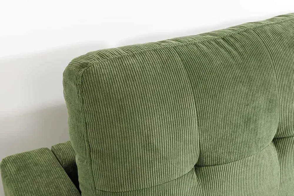 Riess-Ambiente Skandinavisch|Retro Möbel > Retro Ecksofa STOCKHOLM 220cm grün Cordstoff Federkern 3-Sitzer
