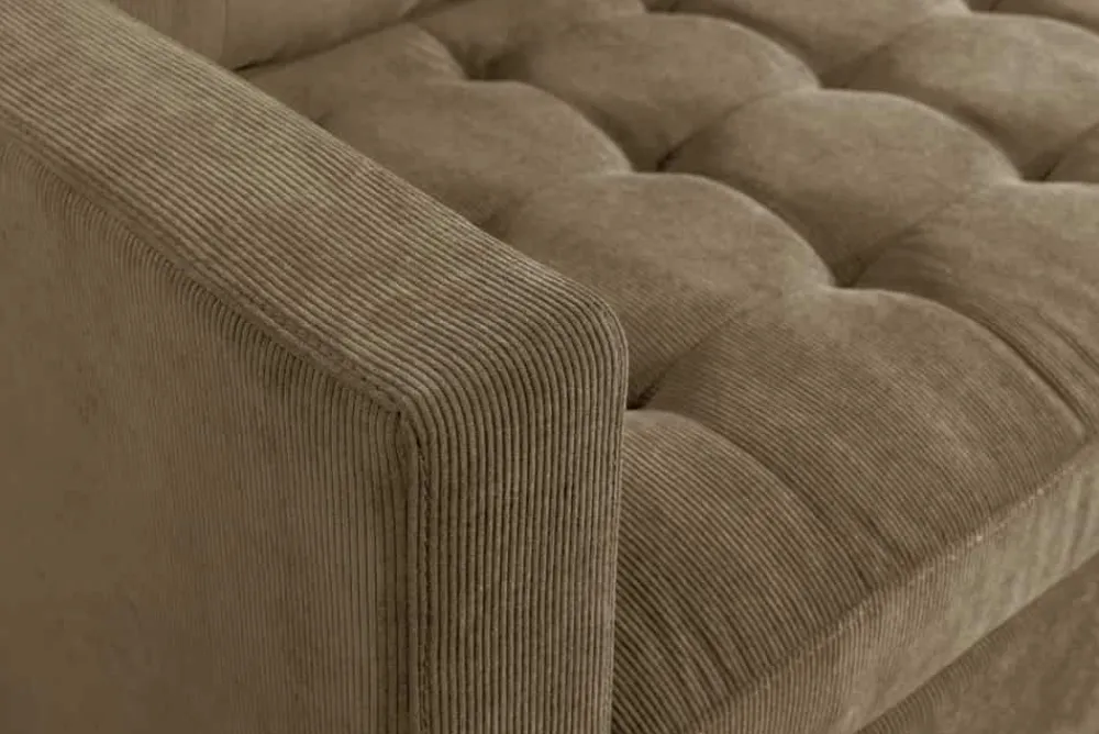 Riess-Ambiente Skandinavisch|Retro Möbel > Retro Ecksofa STOCKHOLM 220cm taupe Cord Federkern 3-Sitzer