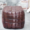 Riess-Ambiente Sitzhocker|Sitzpoufs > Retro Hocker RIDER 40cm braun Echtleder mit Ziersteppung