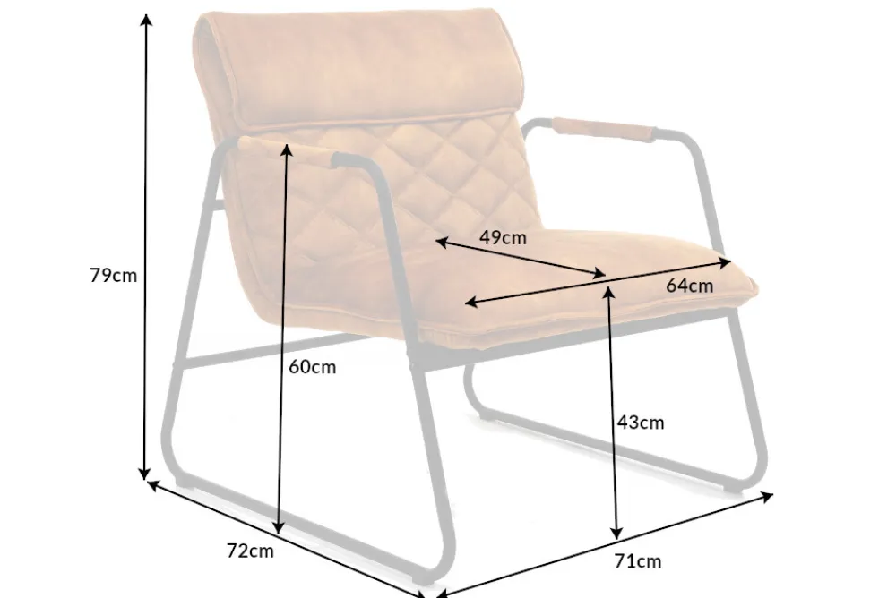 Riess-Ambiente Loungesessel|Retro Möbel > Retro Lounge Sessel MUSTANG LOUNGER senfgelb Samt mit Ziersteppung