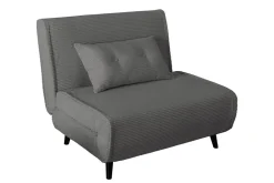 Riess-Ambiente Sessel|Retro Möbel > Retro Schlafsessel SMART MULTIFUNCTION 100cm grau Cord Bettfunktion inkl. Kissen