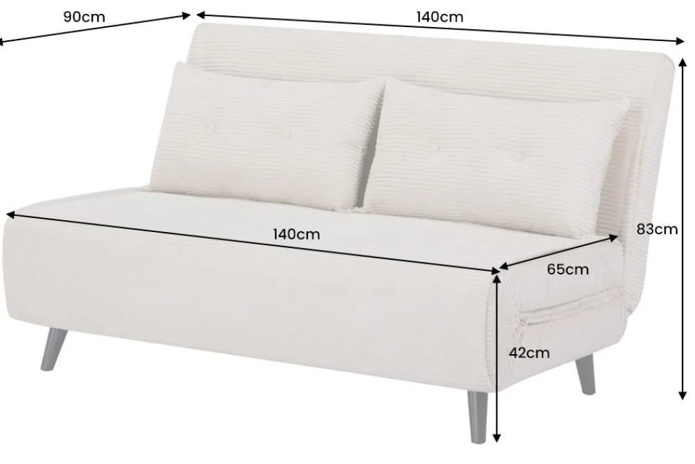 Riess-Ambiente Sessel|Retro Möbel > Retro Schlafsessel SMART MULTIFUNCTION 140cm grün Cord Bettfunktion inkl. Kissen