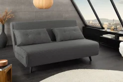 Riess-Ambiente Sessel|Retro Möbel > Retro Schlafsessel SMART MULTIFUNCTION 140cm grau Cord Bettfunktion inkl. Kissen