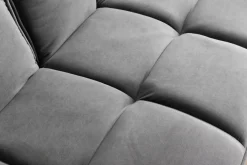 Riess-Ambiente Samt Möbel|Retro Möbel > Retro Schlafsofa BOUTIQUE 215cm grau Samt 3-Sitzer mit schwarzen Füßen