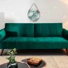 Riess-Ambiente Samt Möbel|Retro Möbel > Retro Schlafsofa DIVANI 220cm smaragdgrün Samt 3-Sitzer mit Bettfunktion