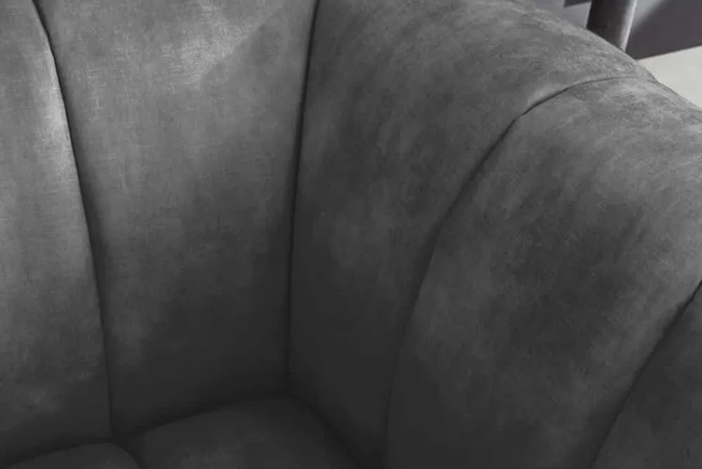 Riess-Ambiente Sessel|Retro Möbel > Retro Sessel NOBLESSE 105cm grau Samt schwarze Metallfüße Federkern Ziersteppung
