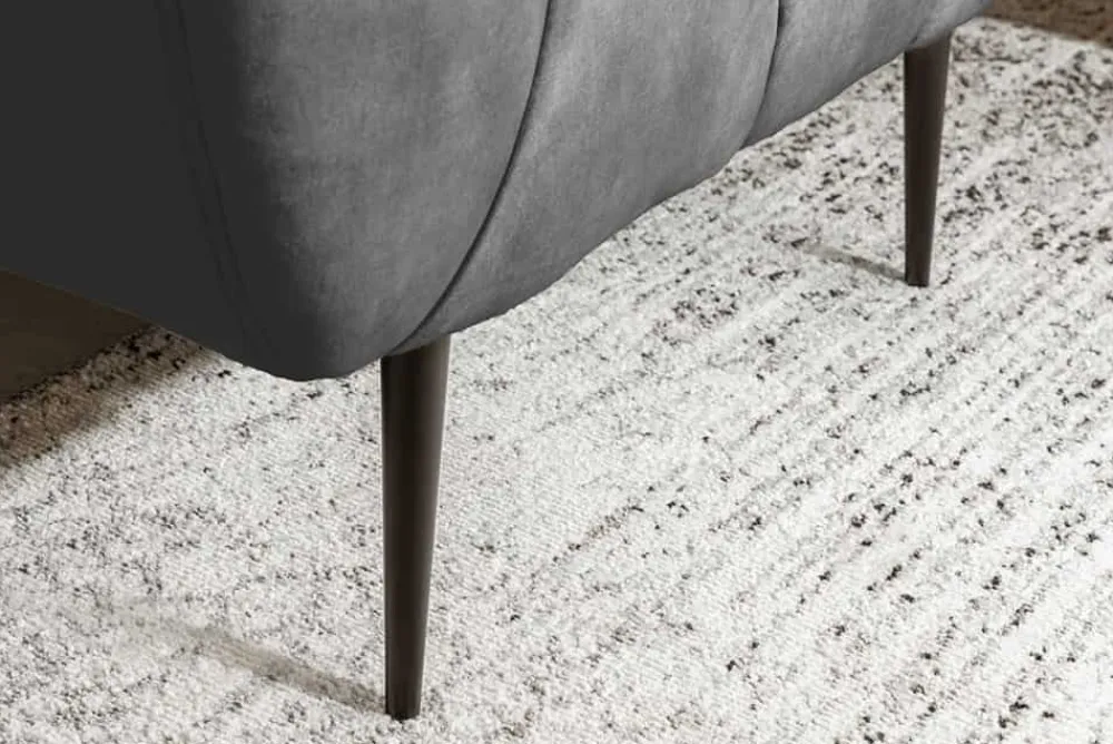 Riess-Ambiente Sessel|Retro Möbel > Retro Sessel NOBLESSE 105cm grau Samt schwarze Metallfüße Federkern Ziersteppung