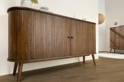 Riess-Ambiente Industrial Loft|Retro Möbel > Retro Sideboard VALHALLA WOOD 160cm smoked Eichenholz Schiebetüren