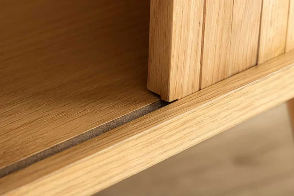 Riess-Ambiente Industrial Loft|Retro Möbel > Retro Sideboard VALHALLA WOOD 160cm natur Eichenholz Schiebetüren