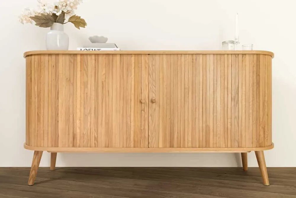 Riess-Ambiente Industrial Loft|Retro Möbel > Retro Sideboard VALHALLA WOOD 160cm natur Eichenholz Schiebetüren
