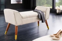 Riess-Ambiente Skandinavisch|Sitzbänke > Retro Sitzbank SCARLETT 90cm beige Strukturstoff mit Armlehnen